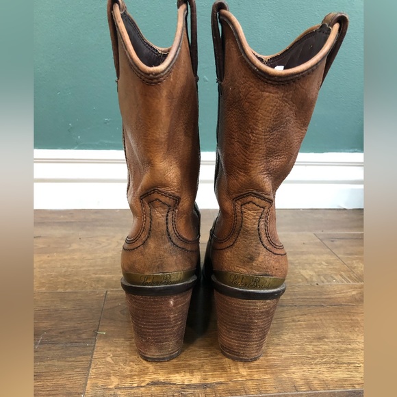Lucky Brand Leather Cowboy Boots Women’s Size 8.5 Distressed Look - Picture 3 of 11